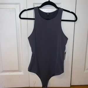 NWT Gray Express Body Contour Scoop Neck Bodysuit Small